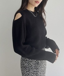 【ISOOK / アイスー】ショルダーカットアウトニットトップス / 肩開きニット 肩出し オープンショルダー ゆる ZOZOTOWN限定