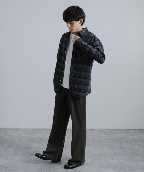 KRIFF MAYER(クリフメイヤー)の「KRIFF MAYER クリフメイヤー ビエラネルチェックシャツ 2313400(シャツ/ブラウス・メンズ・チャコールグレー/ナチュラル/マルチ/カーキ・L/M/XL)」の7枚目の写真
