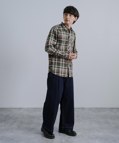 KRIFF MAYER(クリフメイヤー)の「KRIFF MAYER クリフメイヤー ビエラネルチェックシャツ 2313400(シャツ/ブラウス・メンズ・チャコールグレー/ナチュラル/マルチ/カーキ・L/M/XL)」の14枚目の写真