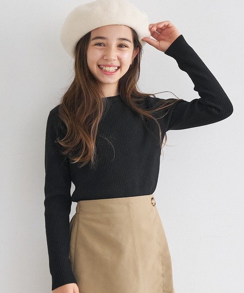 coca（coca）（コカ）の「【WEB限定セール】キッズ アンゴラタッチクルーネックニットトップス（ニット/セーター・キッズ・アイボリー/ブラック/その他1・140/110/130/120）」の3枚目の写真