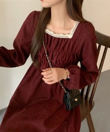 Sibra（シブラ）の「レース襟スクエアネックワンピース（ワンピース）」