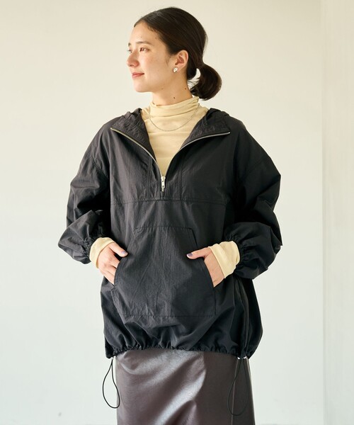 green label relaxing(グリーンレーベルリラクシング)の「アノラック パーカー -撥水・防風・ウォッシャブル-(ナイロンジャケット・レディース・ブラック/モカ/ベージュ・FREE)」の2枚目の写真