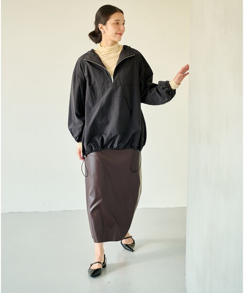 green label relaxing(グリーンレーベルリラクシング)の「アノラック パーカー -撥水・防風・ウォッシャブル-(ナイロンジャケット・レディース・ブラック/モカ/ベージュ・FREE)」の4枚目の写真