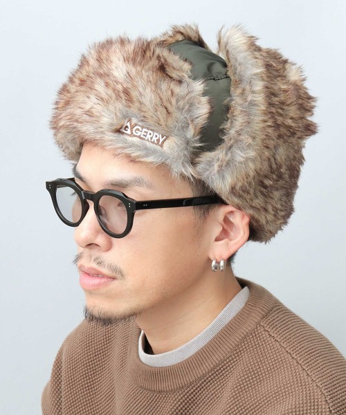 GERRY(ジェリー)の「ミックスファー ナイロン フライトキャップ(キャップ・メンズ・ブラック/カーキ・FREE)」の11枚目の写真