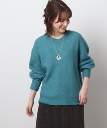 ◆【体型カバー】ふわふわ素材が女性らしいVネックニット