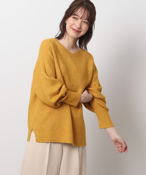 DRESKIP（ドレスキップ）の「◆【体型カバー】ふわふわ素材が女性らしいVネックニット（ニット/セーター・レディース・ダークグレー/イエロー系その他/ピンク系/グリーン/ブルー系その他/ライトベージュ・02/03/04）」の15枚目の写真