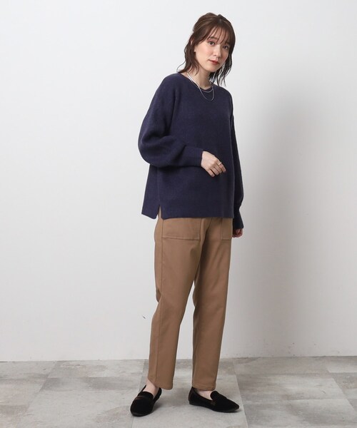 DRESKIP（ドレスキップ）の「◆【体型カバー】ふわふわ素材が女性らしいVネックニット（ニット/セーター・レディース・ダークグレー/イエロー系その他/ピンク系/グリーン/ブルー系その他/ライトベージュ・02/03/04）」の19枚目の写真