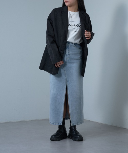 COLONY 2139（コロニートゥーワンスリーナイン）の「フロントスリットデニムロングスカート（デニムスカート・レディース・ブラック/サックスブルー/ブルー/ダークブルー/ネイビー・SMALL/MEDIUM）」の21枚目の写真