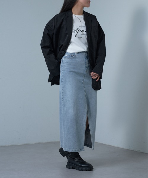 COLONY 2139（コロニートゥーワンスリーナイン）の「フロントスリットデニムロングスカート（デニムスカート・レディース・ブラック/サックスブルー/ブルー/ダークブルー/ネイビー・SMALL/MEDIUM）」の22枚目の写真