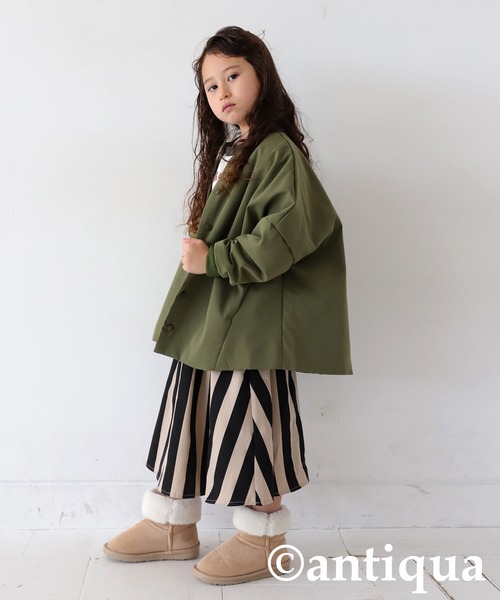 antiqua(アンティカ)の「ストライプ柄フレアスカート(スカート・キッズ・ブラック・140/130/160/150/120)」の19枚目の写真