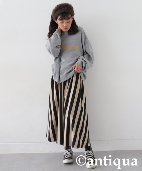 antiqua(アンティカ)の「ストライプ柄フレアスカート(スカート・キッズ・ブラック・140/130/160/150/120)」の17枚目の写真