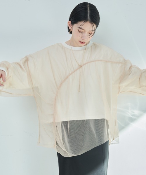 Shelly island(シェリーアイランド)の「シアーレイヤードスウェット(スウェット・レディース・ホワイト/チャコールグレー/ホワイト系その他/グレー系その他・FREE)」の3枚目の写真