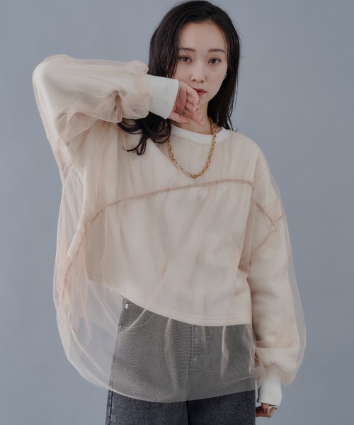 Shelly island(シェリーアイランド)の「シアーレイヤードスウェット(スウェット・レディース・ホワイト/チャコールグレー/ホワイト系その他/グレー系その他・FREE)」の12枚目の写真