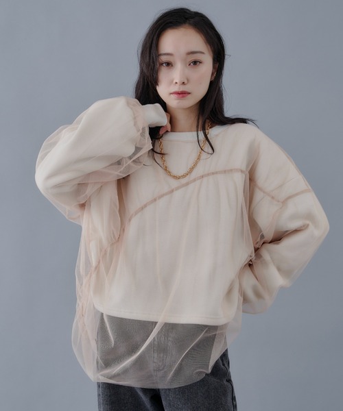 Shelly island(シェリーアイランド)の「シアーレイヤードスウェット(スウェット・レディース・ホワイト/チャコールグレー/ホワイト系その他/グレー系その他・FREE)」の16枚目の写真