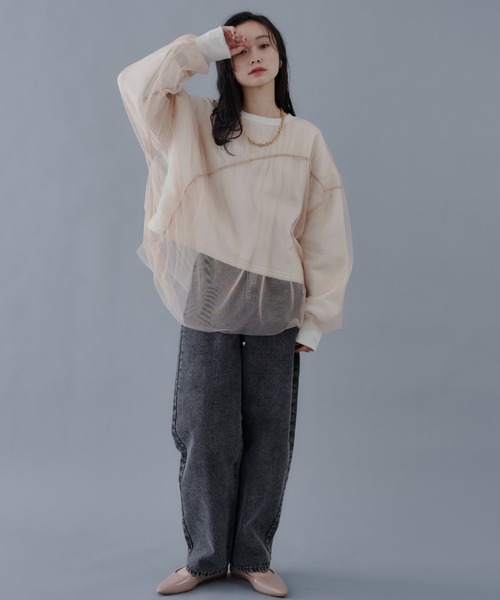 Shelly island(シェリーアイランド)の「シアーレイヤードスウェット(スウェット・レディース・ホワイト/チャコールグレー/ホワイト系その他/グレー系その他・FREE)」の20枚目の写真