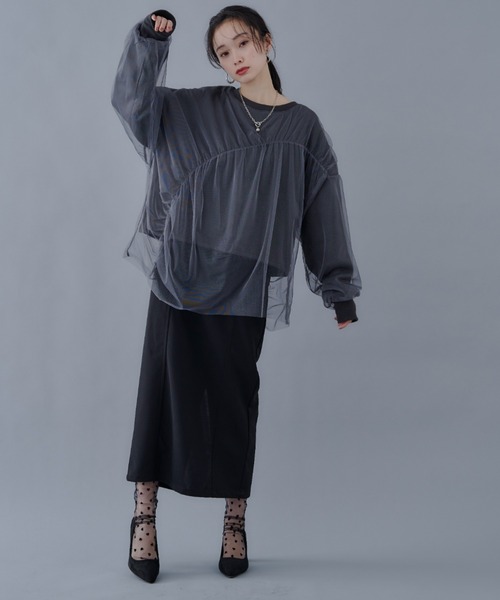 Shelly island(シェリーアイランド)の「シアーレイヤードスウェット(スウェット・レディース・ホワイト/チャコールグレー/ホワイト系その他/グレー系その他・FREE)」の10枚目の写真