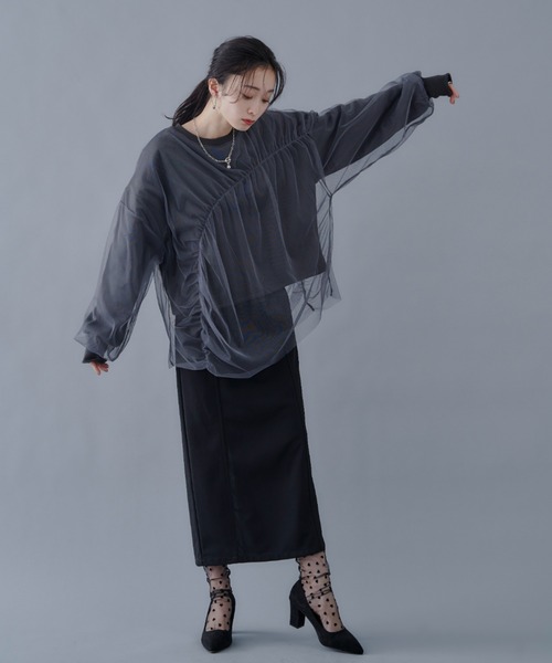 Shelly island(シェリーアイランド)の「シアーレイヤードスウェット(スウェット・レディース・ホワイト/チャコールグレー/ホワイト系その他/グレー系その他・FREE)」の11枚目の写真