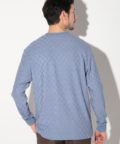 UNION STATION（ユニオンステーション）の「ミルジャガードチェック柄VネックロンT（Tシャツ/カットソー・メンズ・ネイビー/ブラウン/サックスブルー・LL/M/S/L）」の10枚目の写真