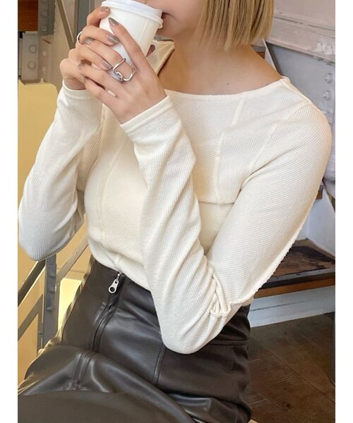 MURUA（ムルーア）の「ランダムスイッチカットトップス（Tシャツ/カットソー・レディース・ライトブルー/グレー/ライトグリーン/アイボリー・FREE）」の2枚目の写真