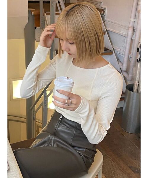 MURUA（ムルーア）の「ランダムスイッチカットトップス（Tシャツ/カットソー・レディース・ライトブルー/グレー/ライトグリーン/アイボリー・FREE）」の7枚目の写真