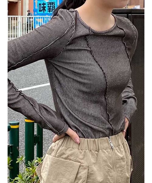 MURUA（ムルーア）の「ランダムスイッチカットトップス（Tシャツ/カットソー・レディース・ライトブルー/グレー/ライトグリーン/アイボリー・FREE）」の10枚目の写真