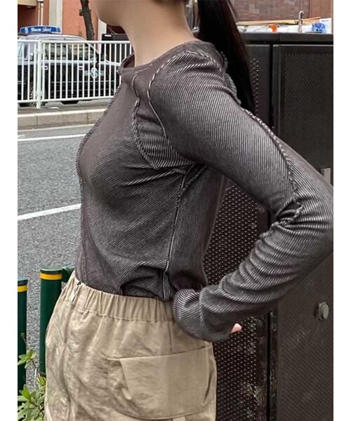 MURUA（ムルーア）の「ランダムスイッチカットトップス（Tシャツ/カットソー・レディース・ライトブルー/グレー/ライトグリーン/アイボリー・FREE）」の11枚目の写真