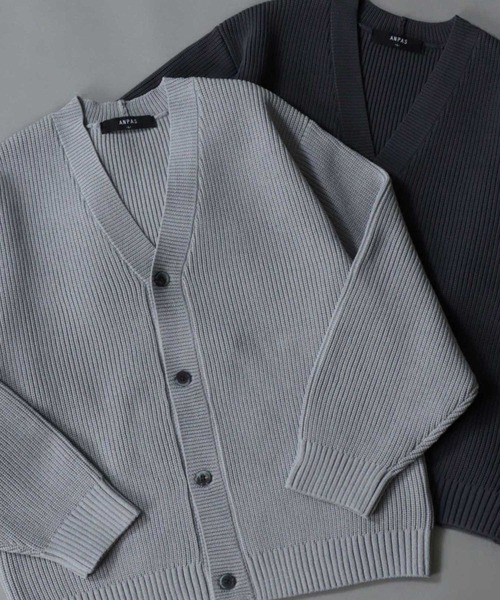 SITRY（シトリー）の「knit cardigan/オーバーサイズ エコニット カーディガン 吸水速乾 UVカット 洗濯可 帯電防止 抗ピリング（カーディガン/ボレロ・メンズ・ブラック/グレー/チャコール/ブルー/グレイッシュベージュ・LL/M/L）」の4枚目の写真