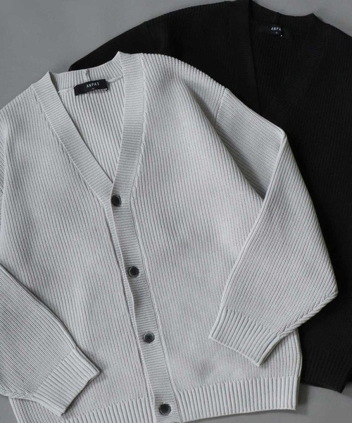 SITRY（シトリー）の「knit cardigan/オーバーサイズ エコニット カーディガン 吸水速乾 UVカット 洗濯可 帯電防止 抗ピリング（カーディガン/ボレロ・メンズ・ブラック/グレー/チャコール/ブルー/グレイッシュベージュ・LL/M/L）」の5枚目の写真