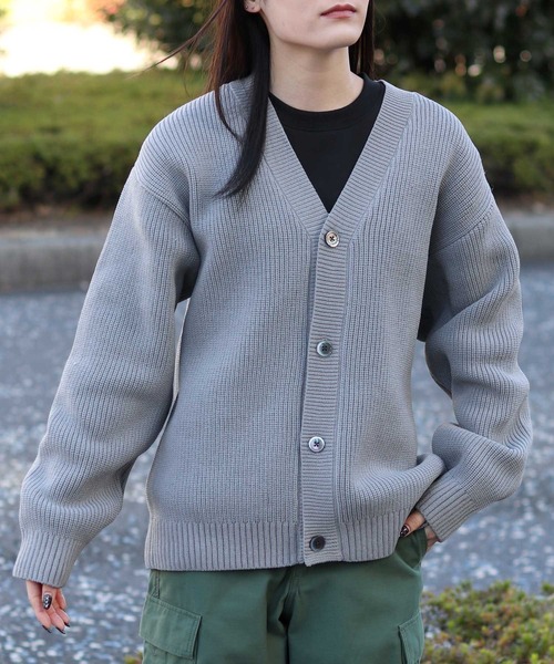 SITRY（シトリー）の「knit cardigan/オーバーサイズ エコニット カーディガン 吸水速乾 UVカット 洗濯可 帯電防止 抗ピリング（カーディガン/ボレロ・メンズ・ブラック/グレー/チャコール/ブルー/グレイッシュベージュ・LL/M/L）」の6枚目の写真