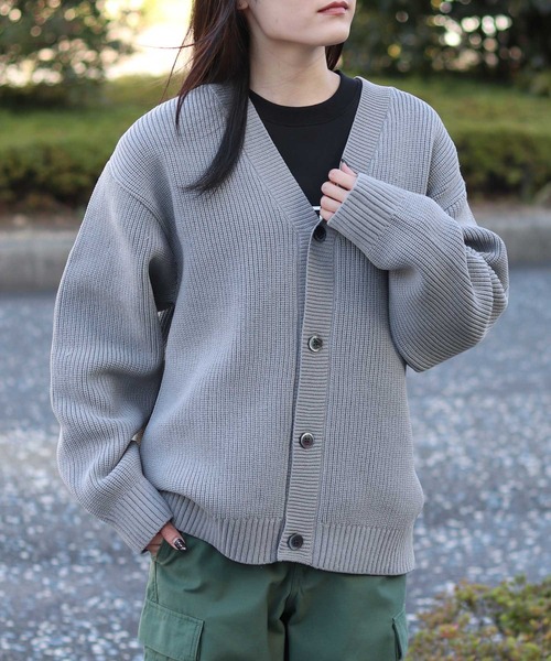 SITRY（シトリー）の「knit cardigan/オーバーサイズ エコニット カーディガン 吸水速乾 UVカット 洗濯可 帯電防止 抗ピリング（カーディガン/ボレロ・メンズ・ブラック/グレー/チャコール/ブルー/グレイッシュベージュ・LL/M/L）」の7枚目の写真