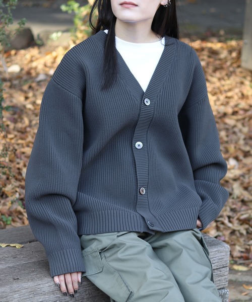 SITRY（シトリー）の「knit cardigan/オーバーサイズ エコニット カーディガン 吸水速乾 UVカット 洗濯可 帯電防止 抗ピリング（カーディガン/ボレロ・メンズ・ブラック/グレー/チャコール/ブルー/グレイッシュベージュ・LL/M/L）」の8枚目の写真
