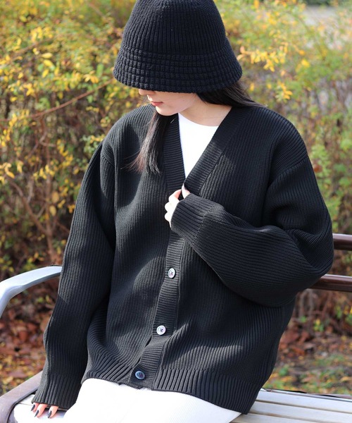 SITRY（シトリー）の「knit cardigan/オーバーサイズ エコニット カーディガン 吸水速乾 UVカット 洗濯可 帯電防止 抗ピリング（カーディガン/ボレロ・メンズ・ブラック/グレー/チャコール/ブルー/グレイッシュベージュ・LL/M/L）」の18枚目の写真