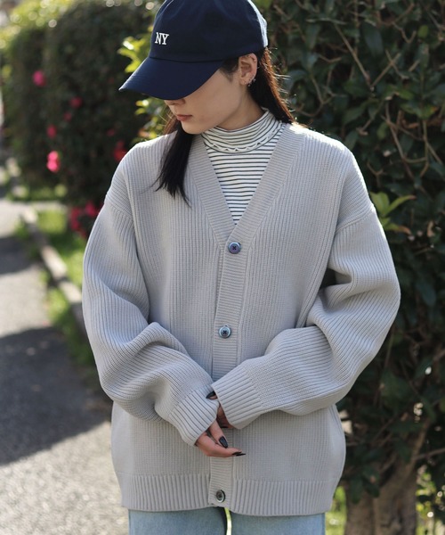 SITRY（シトリー）の「knit cardigan/オーバーサイズ エコニット カーディガン 吸水速乾 UVカット 洗濯可 帯電防止 抗ピリング（カーディガン/ボレロ・メンズ・ブラック/グレー/チャコール/ブルー/グレイッシュベージュ・LL/M/L）」の21枚目の写真