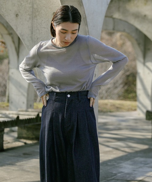 select MOCA（セレクトモカ）の「ハイウエストタックデニムパンツ（デニムパンツ・レディース・ブラック/インディゴブルー/ワンウォッシュ・MEDIUM/SMALL）」の16枚目の写真