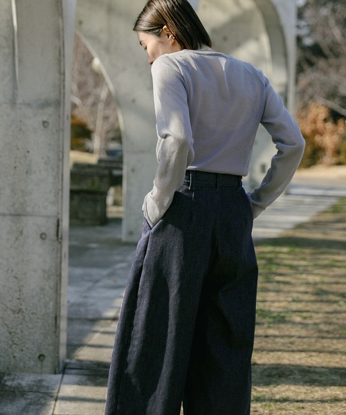 select MOCA（セレクトモカ）の「ハイウエストタックデニムパンツ（デニムパンツ・レディース・ブラック/インディゴブルー/ワンウォッシュ・MEDIUM/SMALL）」の20枚目の写真