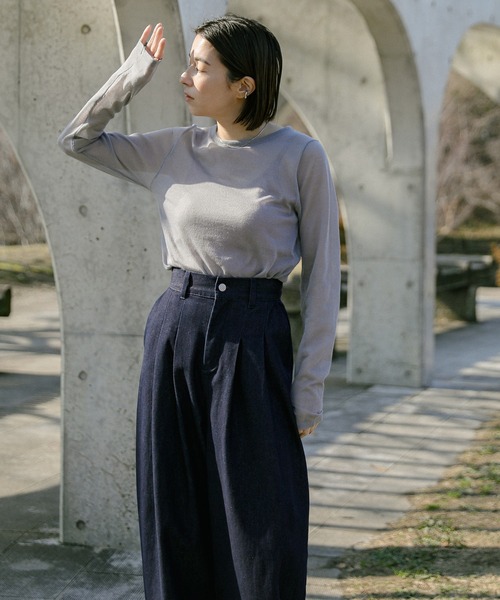 select MOCA（セレクトモカ）の「ハイウエストタックデニムパンツ（デニムパンツ・レディース・ブラック/インディゴブルー/ワンウォッシュ・MEDIUM/SMALL）」の22枚目の写真