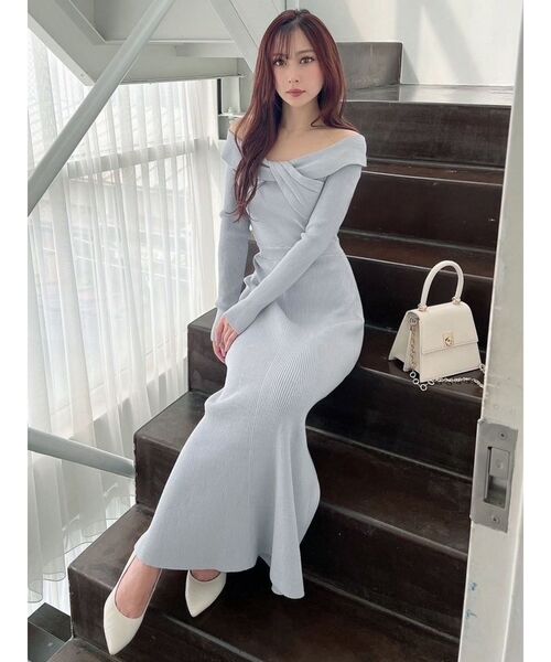 RESEXXY（リゼクシー）の「クロスオフショルリブニットワンピース