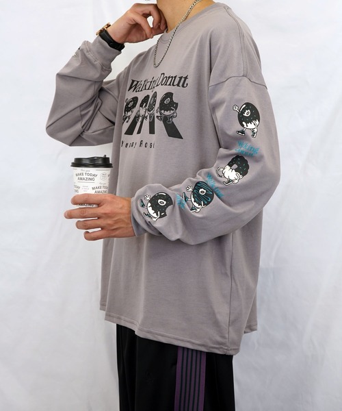 Burner(バーナー)の「【GROOVY STORE】WALKING DONUT オーバーサイズ ロングスリーブTシャツ(Tシャツ/カットソー・メンズ・ブラック系その他2/ブラック/グレイッシュベージュ/ホワイト/ホワイト系その他2/ライトベージュ/サックスブルー/ミント・M/L/LL)」の6枚目の写真