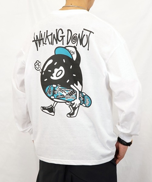 Burner(バーナー)の「【GROOVY STORE】WALKING DONUT オーバーサイズ ロングスリーブTシャツ(Tシャツ/カットソー・メンズ・ブラック系その他2/ブラック/グレイッシュベージュ/ホワイト/ホワイト系その他2/ライトベージュ/サックスブルー/ミント・M/L/LL)」の3枚目の写真