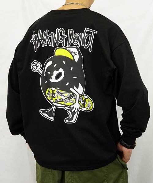 Burner(バーナー)の「【GROOVY STORE】WALKING DONUT オーバーサイズ ロングスリーブTシャツ(Tシャツ/カットソー・メンズ・ブラック系その他2/ブラック/グレイッシュベージュ/ホワイト/ホワイト系その他2/ライトベージュ/サックスブルー/ミント・M/L/LL)」の4枚目の写真