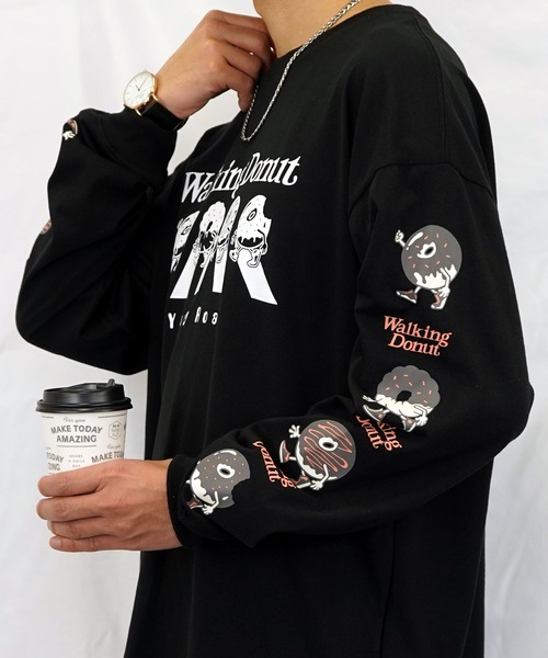 Burner(バーナー)の「【GROOVY STORE】WALKING DONUT オーバーサイズ ロングスリーブTシャツ(Tシャツ/カットソー・メンズ・ブラック系その他2/ブラック/グレイッシュベージュ/ホワイト/ホワイト系その他2/ライトベージュ/サックスブルー/ミント・M/L/LL)」の1枚目の写真