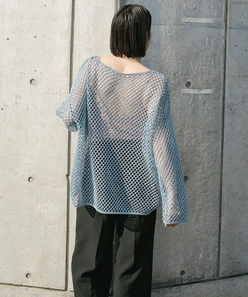 select MOCA(セレクトモカ)の「【ZOZO限定】メッシュオーバールーズニット(ニット/セーター・レディース・ピンク/ブラック/アイボリー/ブルー・FREE)」の5枚目の写真