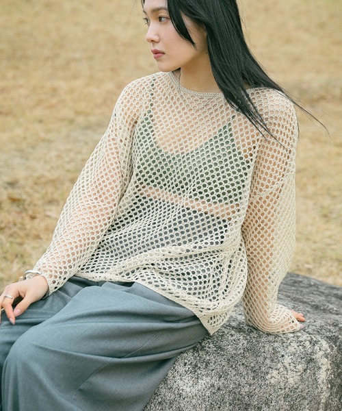 セール】【ZOZO限定】メッシュオーバールーズニット（ニット