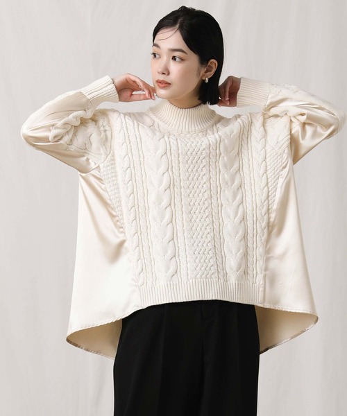 新品 未使用 セーター レディース トラッツォドンナ トップス ニット TORRAZZO DONNA】ドッキングニットトップス（ニット/セーター