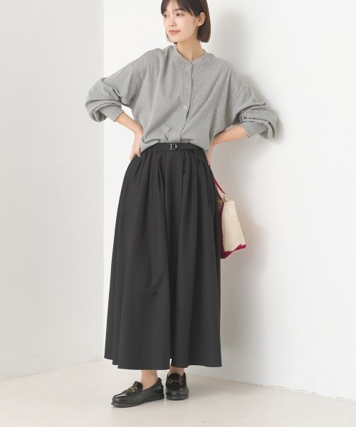 OMNES（オムネス）の「ウェビングベルトギャバタックスカート（スカート・レディース・チャコール/ベージュ/グレー/カーキ/ブラック/ライトグレー・FREE）」の8枚目の写真