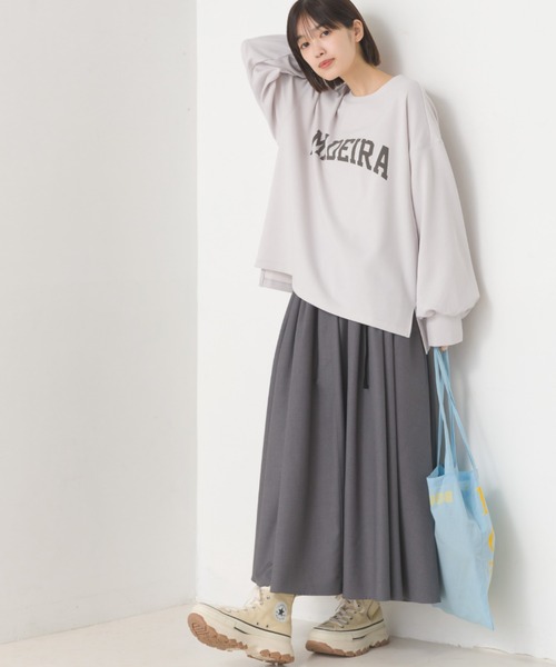 OMNES（オムネス）の「ウェビングベルトギャバタックスカート（スカート・レディース・チャコール/ベージュ/グレー/カーキ/ブラック/ライトグレー・FREE）」の17枚目の写真