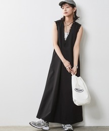 CHIC STYLE | 大きいサイズ 深Vネックストレートロングワンピース シックスタイル(ワンピース)