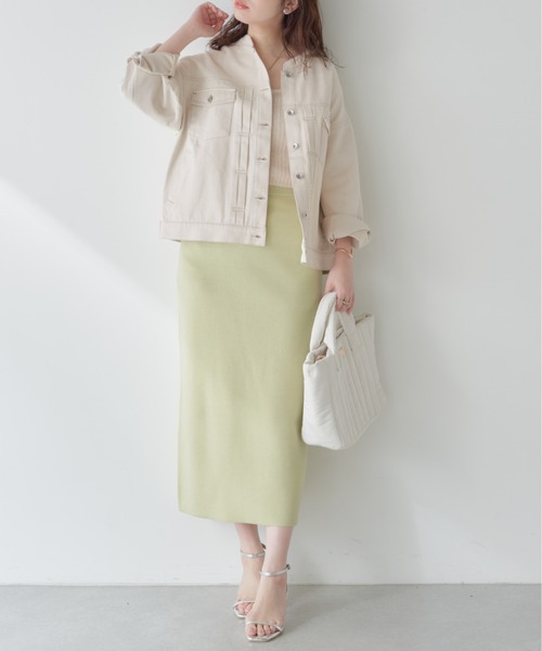 natural couture（ナチュラルクチュール）の「ピンタックデザインバンドカラーGジャン（デニムジャケット・レディース・アイボリー/インディゴブルー/ブルー・FREE）」の18枚目の写真