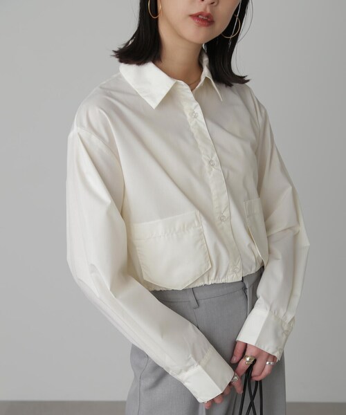 FREE'S MART(フリーズマート)の「◆裾ドロストショート丈シャツ(シャツ/ブラウス・レディース・ホワイト/ピンク/ブルー系その他・FREE)」の9枚目の写真