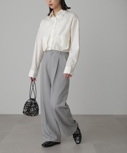 FREE'S MART(フリーズマート)の「◆裾ドロストショート丈シャツ(シャツ/ブラウス・レディース・ホワイト/ピンク/ブルー系その他・FREE)」の12枚目の写真